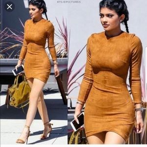 Kylie Jenner fashion nova suede bodycon dress xs